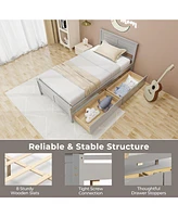 Twin Size Bed Frame with Storage Drawers