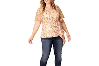 Kiyonna Plus Rosalie Embroidered Wrap Top