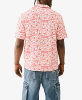 True Religion Men's Short Sleeve Camp Allover Print Shirt