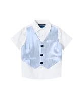 Andy & Evan Baby Boys Chambray Polo and Vest Set
