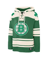 '47 Brand Men's David Pastrnak Kelly Green Boston Bruins St. Patrick's Day Player Name Number Lacer Pullover Hoodie