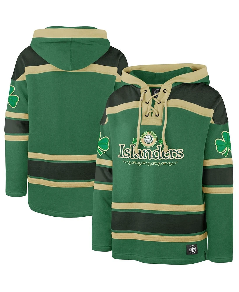 '47 Brand Men's Kelly Green New York Islanders St. Patrick's Day McLucky Superior Lacer Pullover Hoodie