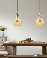 Ink+Ivy 9" Auburn Bell Shaped Hanging Glass Pendant Light