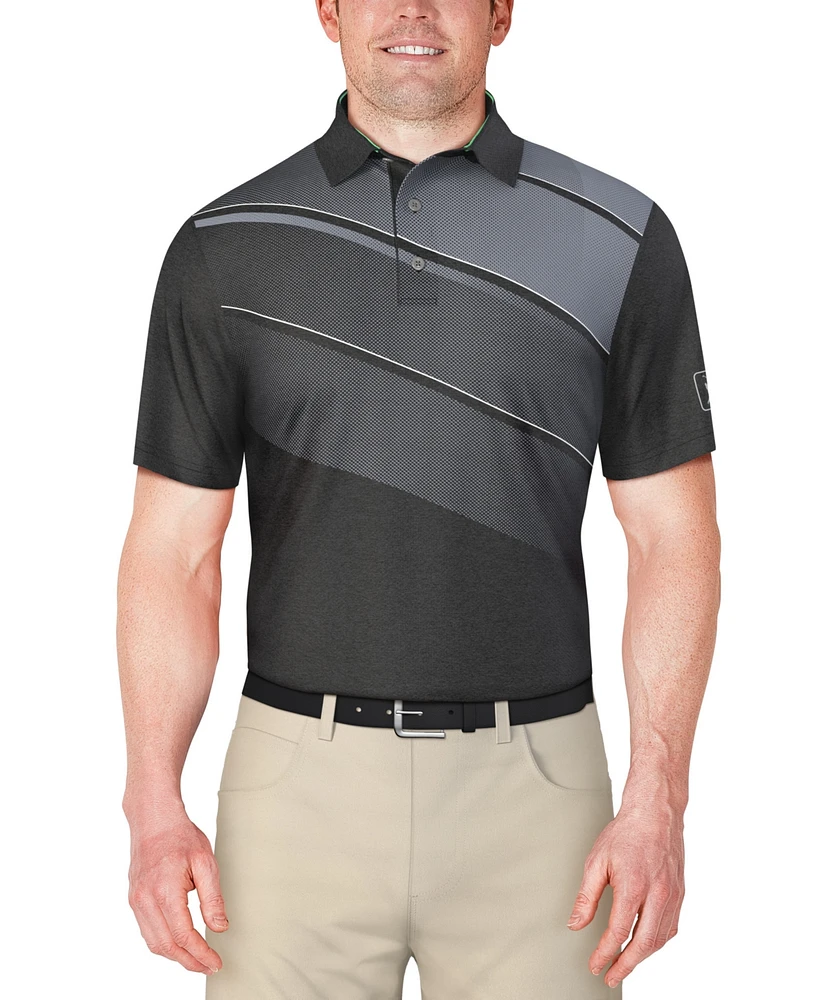 Pga Tour Men's Heather Stripe Colorblocked Polo Shirt