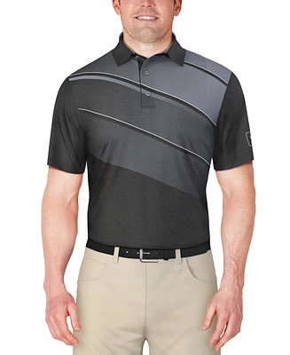 Pga Tour Men's Heather Stripe Colorblocked Polo Shirt