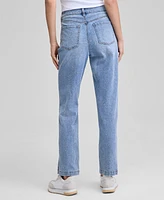 And Now This Women's Embroidered Floral High Rise Straight-Leg Ankle Jeans, Exclusively at Macy's