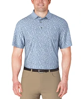 Pga Tour Men's Short Sleeve Micro Geo Print Golf Polo Shirt