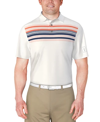 Pga Tour Men's Short Sleeve Chest Stripe Golf Polo Shirt