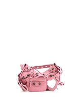 Pre-Owned Balenciaga Xs Le Cagole Giant Studs Shoulder Bag Glitter Leather