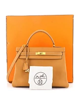 Pre-Owned Hermes Kelly 32 Handbag Ardennes with Gold Hardware