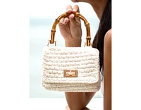 Airmail Mini Crochet Handbag In White