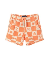 Andy & Evan Baby Boys Orange Printed Check Terry Set