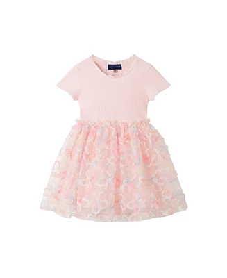 Andy & Evan Little Girls Toddler/Child Lt Pint Rib Knit Dress w/Tulle