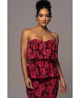 Jluxlabel Women's Floral Casa Blanca Ruffle Dress