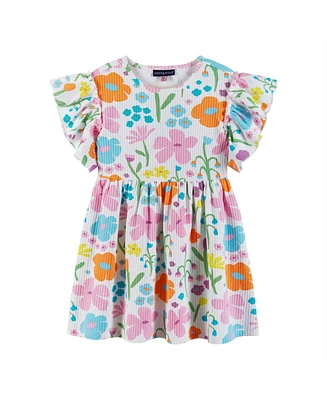 Andy & Evan Toddler Girls Toddler/Child White Floral Rib Knit Dress