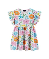 Andy & Evan Toddler Girls Toddler/Child White Floral Rib Knit Dress