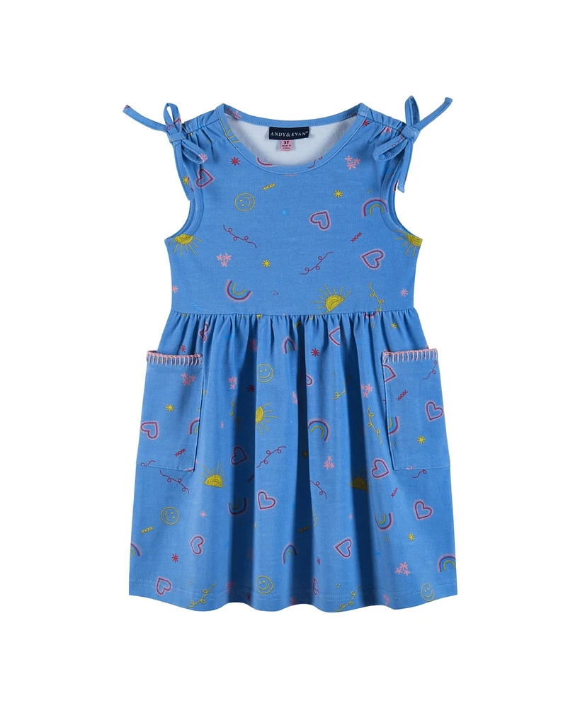 Andy & Evan Toddler Girls Toddler/Child Blue Printed Jersey Dress
