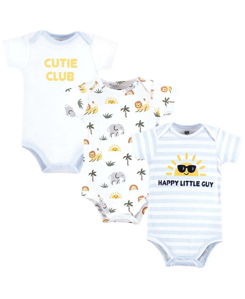 Hudson Baby Boys Cotton Bodysuits, Happy Guy, 9-12 Months