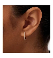 Ana Luisa - Gold Huggie Hoop Earrings - Pave Huggie Hoops Medium