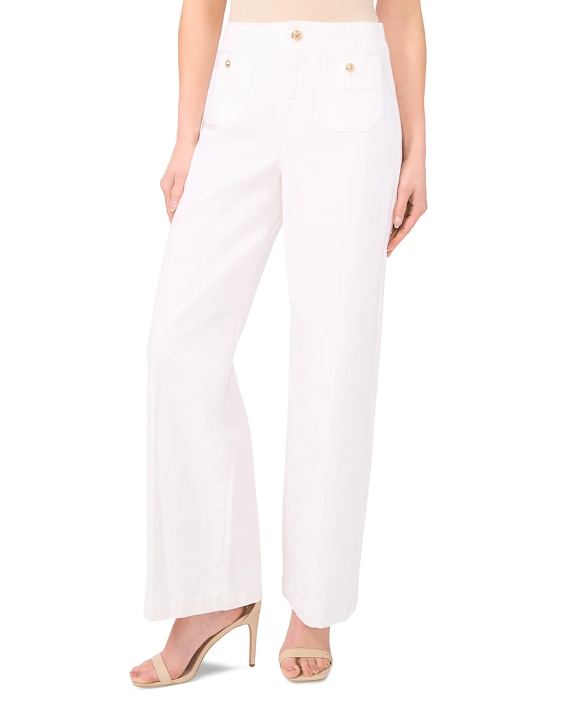 CeCe Women's High-Rise Straight-Leg Patch-Pocket Pants