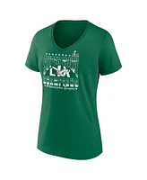 Fanatics Women's Kelly Green Philadelphia Eagles Super Bowl Lix Champions Retro Logo V-neck T-Shirt