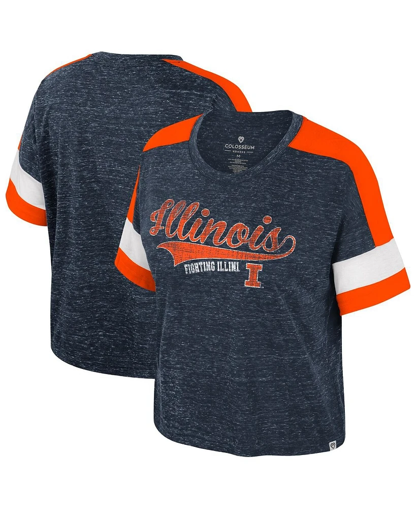 Colosseum Women's Navy Illinois Fighting Illini Color Block Scoop Neck T-Shirt