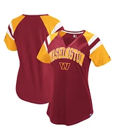 Starter Women's Burgundy Washington Commanders Game On Notch Neck Raglan T-Shirt