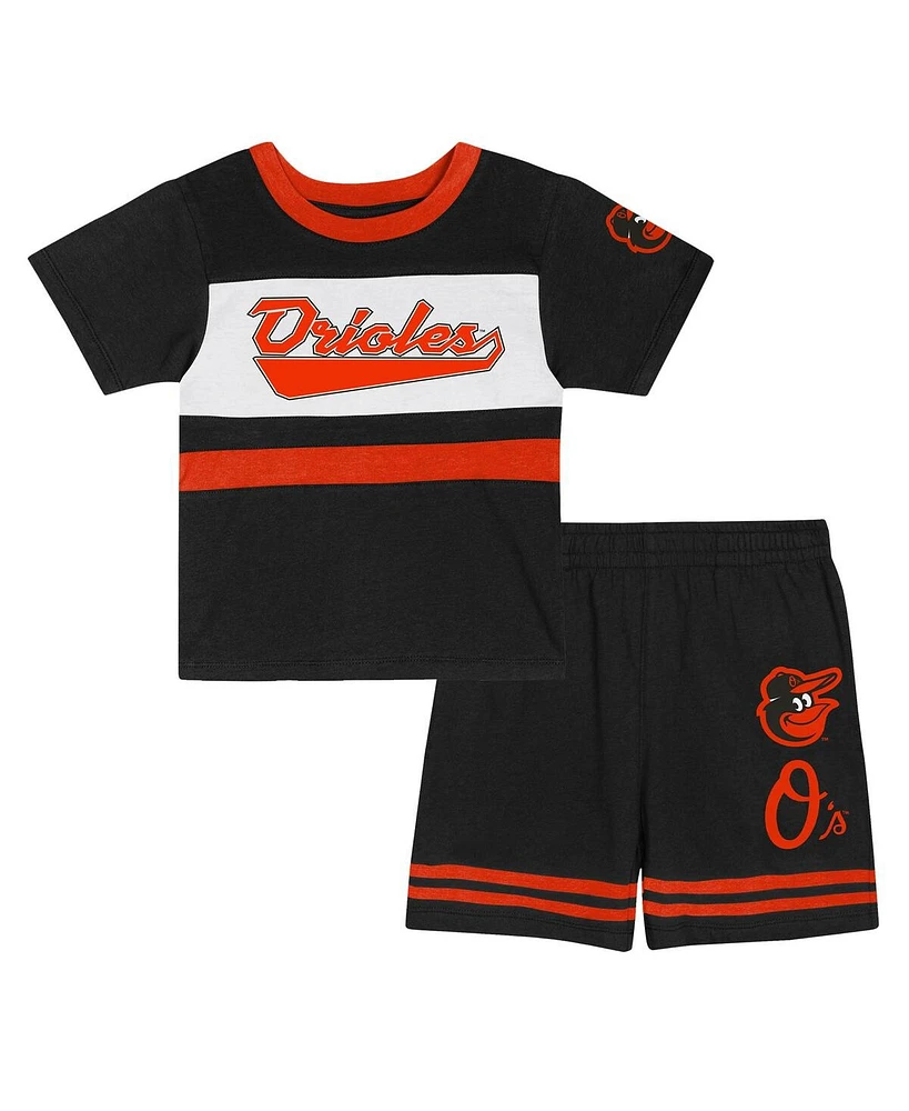 Outerstuff Toddler 2-Piece Black Baltimore Orioles Bonus Ball T-Shirt and Shorts Set