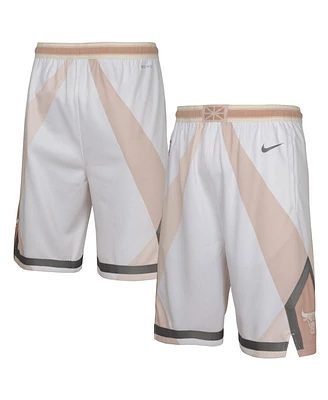 Nike Big Boys and Girls White Chicago Bulls 2024/25 City Edition Swingman Performance Shorts