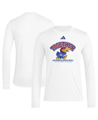 Adidas Men's White Kansas Jayhawks Together On-Court Pregame Long Sleeve T-Shirt