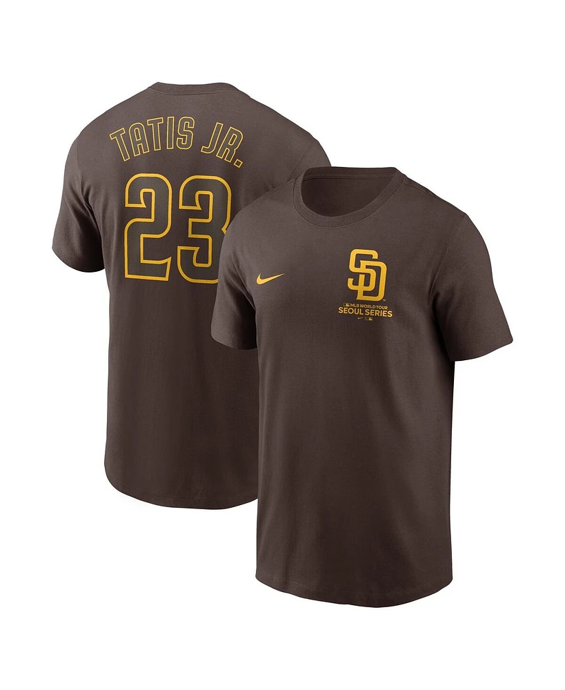 Nike Men's Fernando Tatis Jr. Brown San Diego Padres 2024 Mlb World Tour Seoul Series Name Number T-Shirt