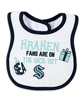 Wear by Erin Andrews Newborn 2-Piece Seattle Kraken Allover Print Full-Zip Sleeper and Bib Christmas Set