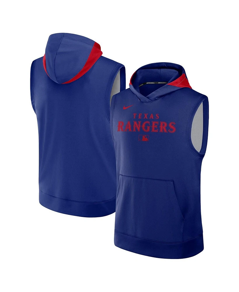 Nike Men's Royal Texas Rangers Authentic Collection Performance Sleeveless Pullover Hoodie