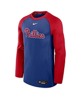 Nike Men's Royal/Red Philadelphia Phillies Authentic Collection Game Time Raglan Performance Long Sleeve T-Shirt