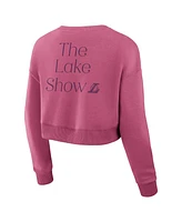 Fanatics Women's Pink Los Angeles Lakers Studio Premium Cropped Pullover Sweatshirt