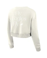 Fanatics Women's Cream Philadelphia Eagles Studio Cropped Pullover Sweatshirt