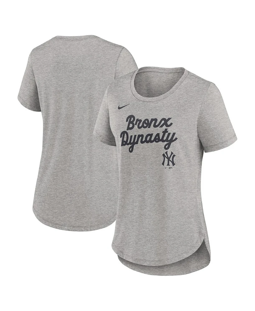 Nike Women's Heather Gray New York Yankees Script Tri-Blend T-Shirt
