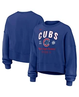 Nike Women's Royal Chicago Cubs Oversized Long Sleeve Cropped Pullover Sweatshirt