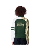 Starter Women's Hunter Green Milwaukee Bucks Line Up Dolman Raglan Full-Zip Track Jacket