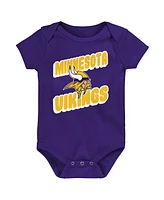 Outerstuff Baby Boys and Girls 3-Piece Minnesota Vikings Play Day Bodysuit