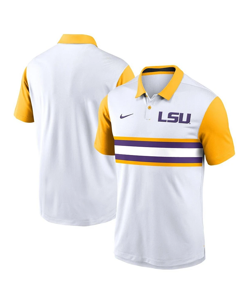 Nike Men's White Lsu Tigers Campus Pattern Vapor Performance Polo Shirt