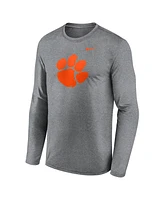 Nike Men's Heather Gray Clemson Tigers Primetime Primary Legend Long Sleeve T-Shirt