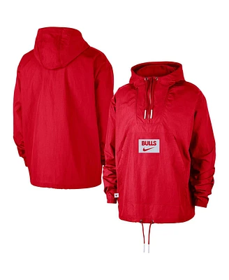 Nike Men's Red Chicago Bulls Courtside Premium Club Anorak Quarter-Zip Pullover Hoodie