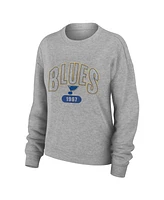 Wear by Erin Andrews Women's Heather Gray St. Louis Blues Knit Long Sleeve Tri-Blend T-Shirt, Pants and Sleep Set