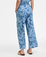 Nautica Jeans Women's Palm-Print Chambray Pull-On Pants