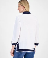 Nautica Jeans Women's Cotton Contrast-Trim Tunic Top