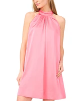 CeCe Women's Satin Halter-Neck Trapeze Mini Dress