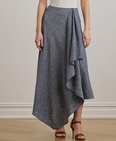 Lauren Ralph Women's Striped Linen A-Line Midi Skirt