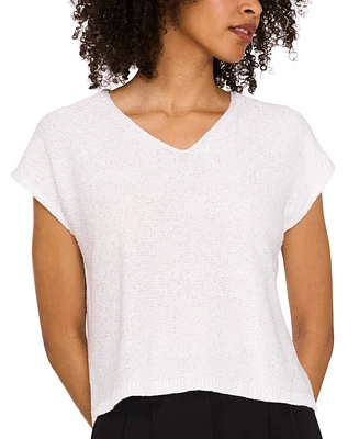 Vince Camuto Women's Shine V-Neck Cap-Sleeve Sweater