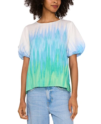 Vince Camuto Women's Tie-Dye Puff-Sleeve Top